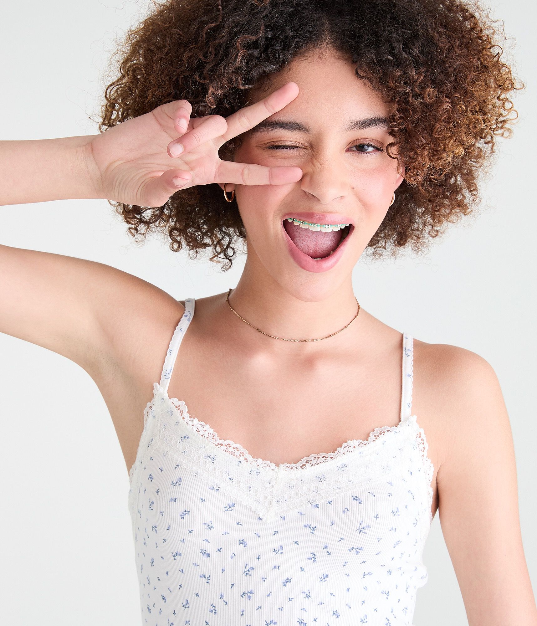 Floral Y2K Lace-Trim Cami