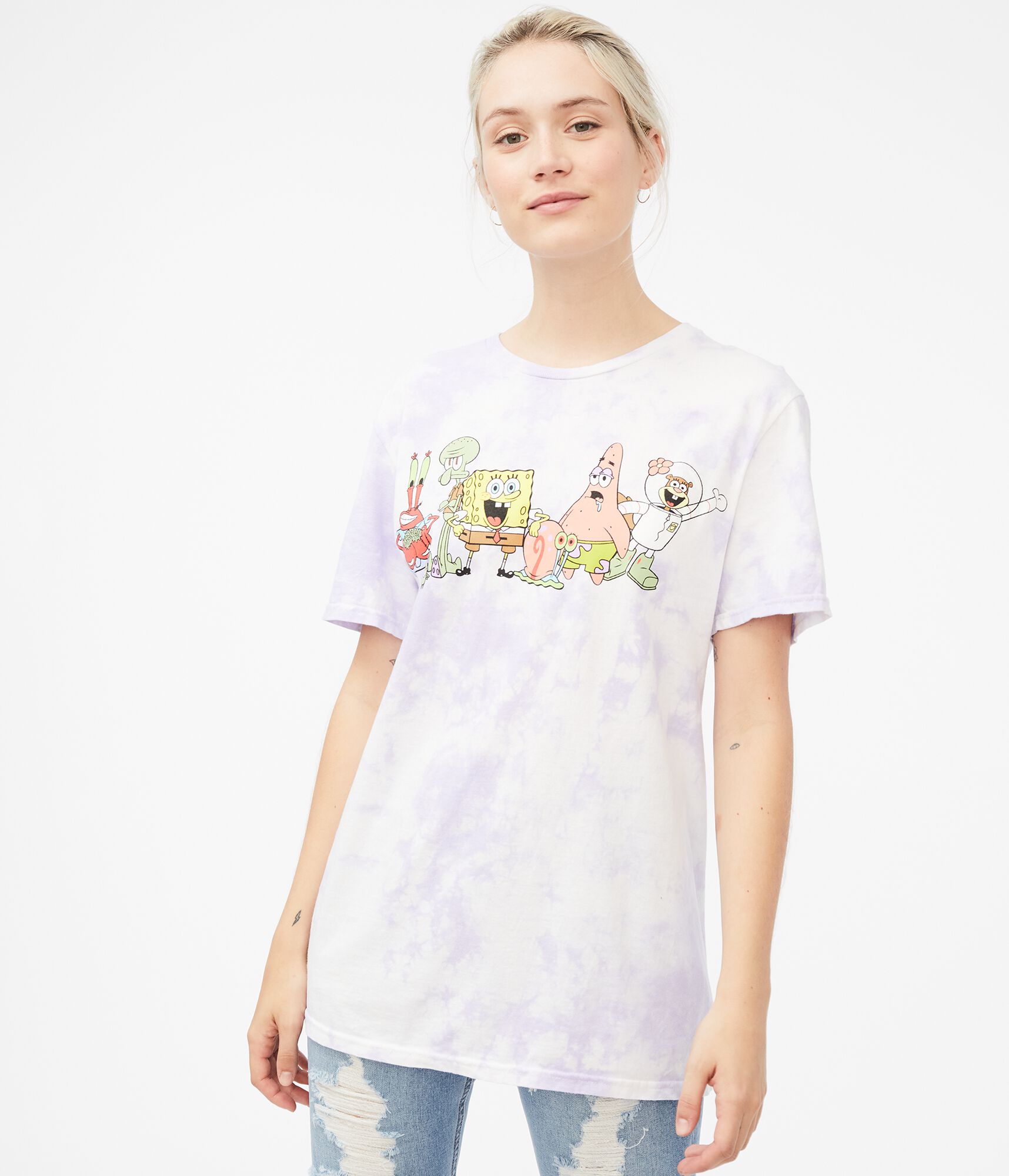 SpongeBob SquarePants Tie-Dye Boyfriend Graphic Tee***
