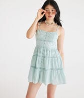 Solid Sweetheart Eyelet Fit & Flare Dress