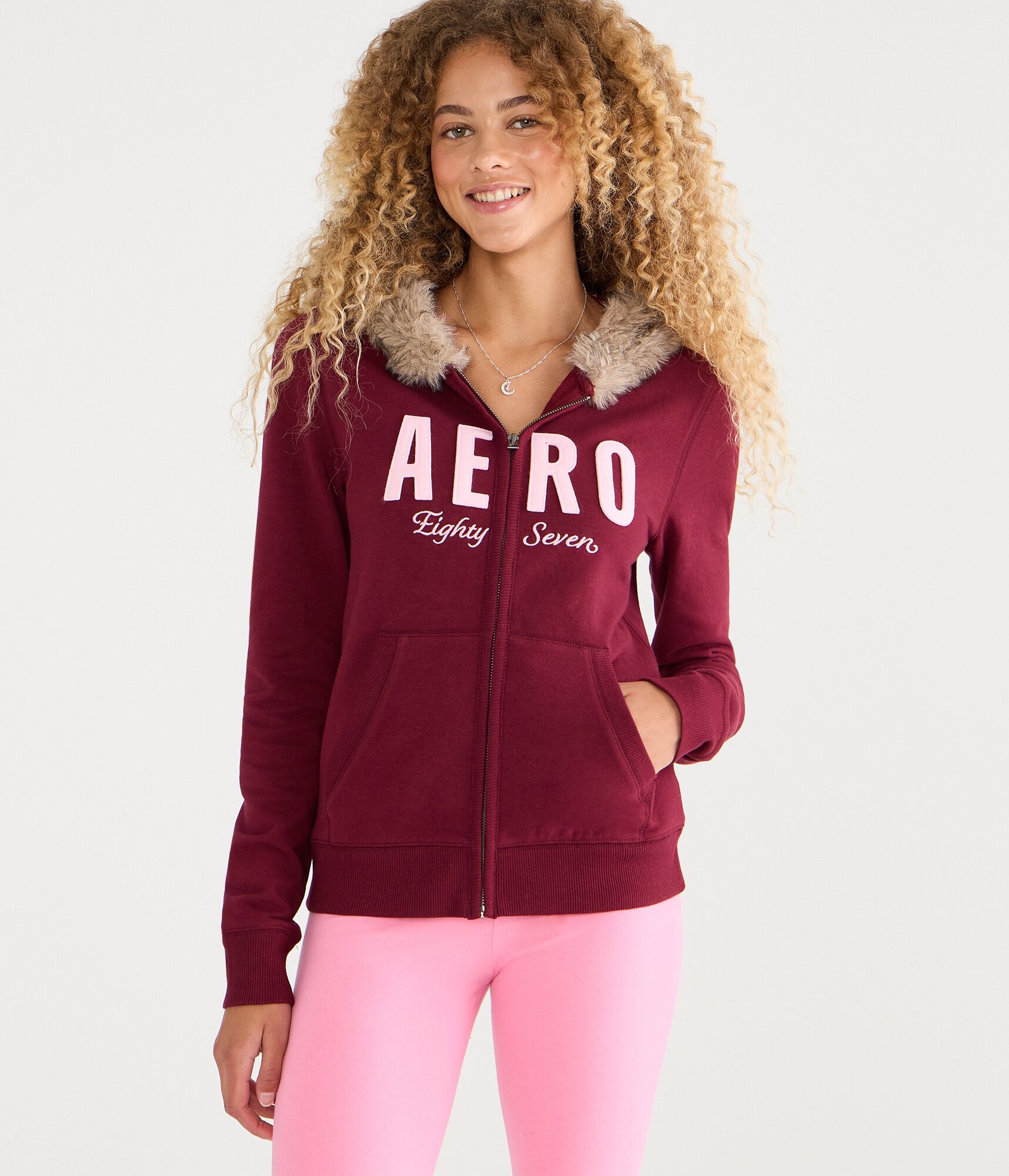Aero Eighty Seven Faux Fur Full-Zip Hoodie