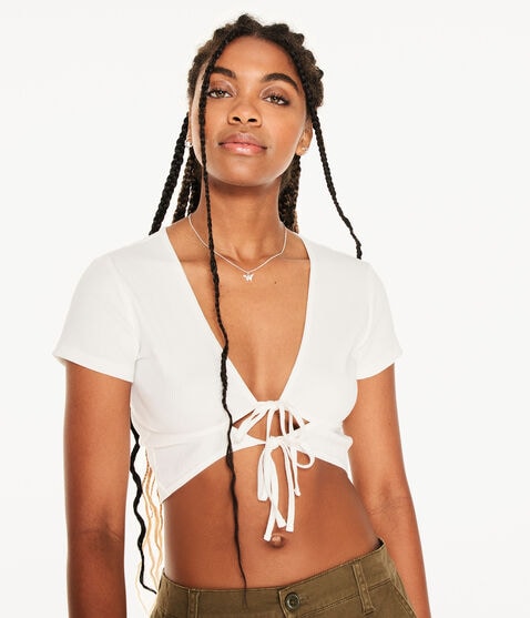 Double Tie-Front Crop Top Double Tie-Front Crop Top