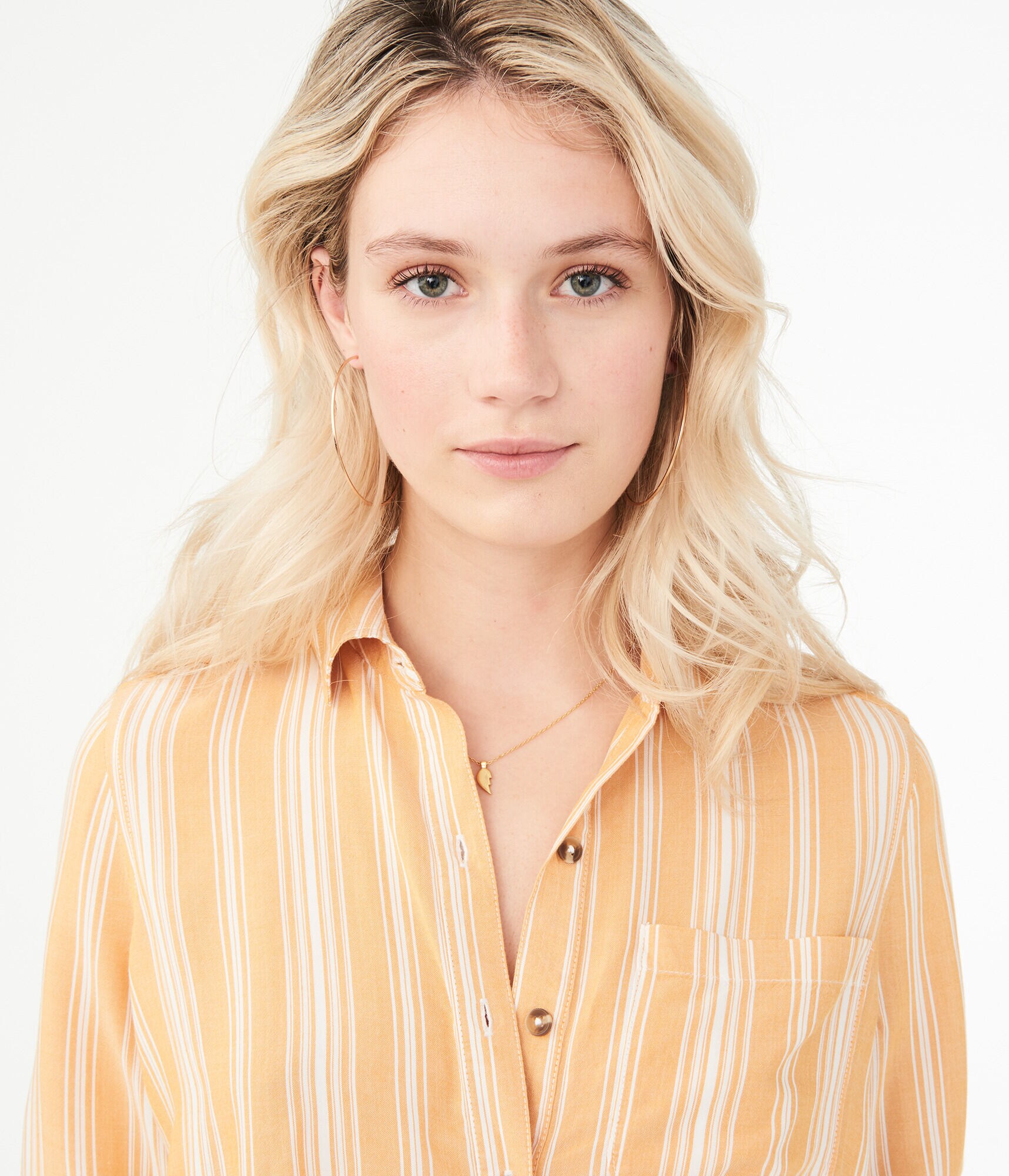 Long Sleeve Striped Tie-Front Button-Down Shirt