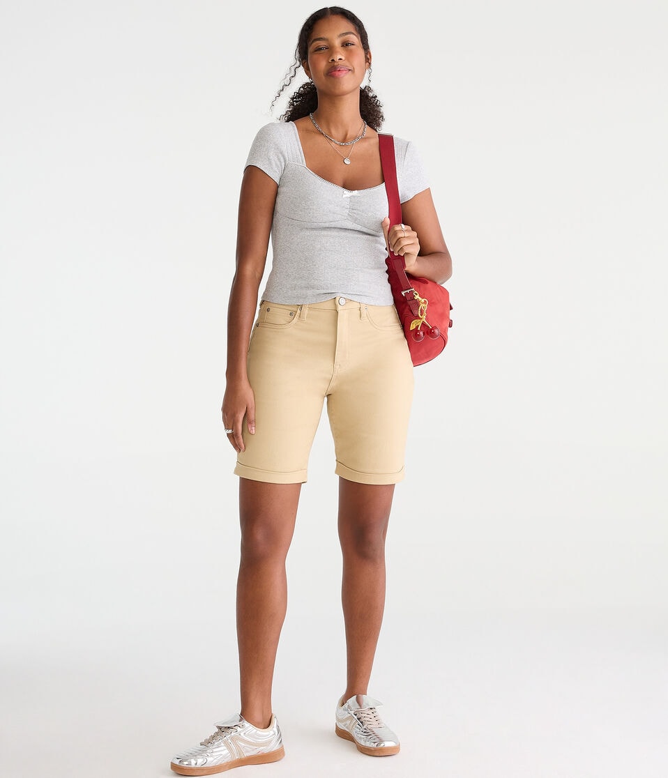 Curvy Seriously Stretchy High-Rise Uniform Bermuda Shorts