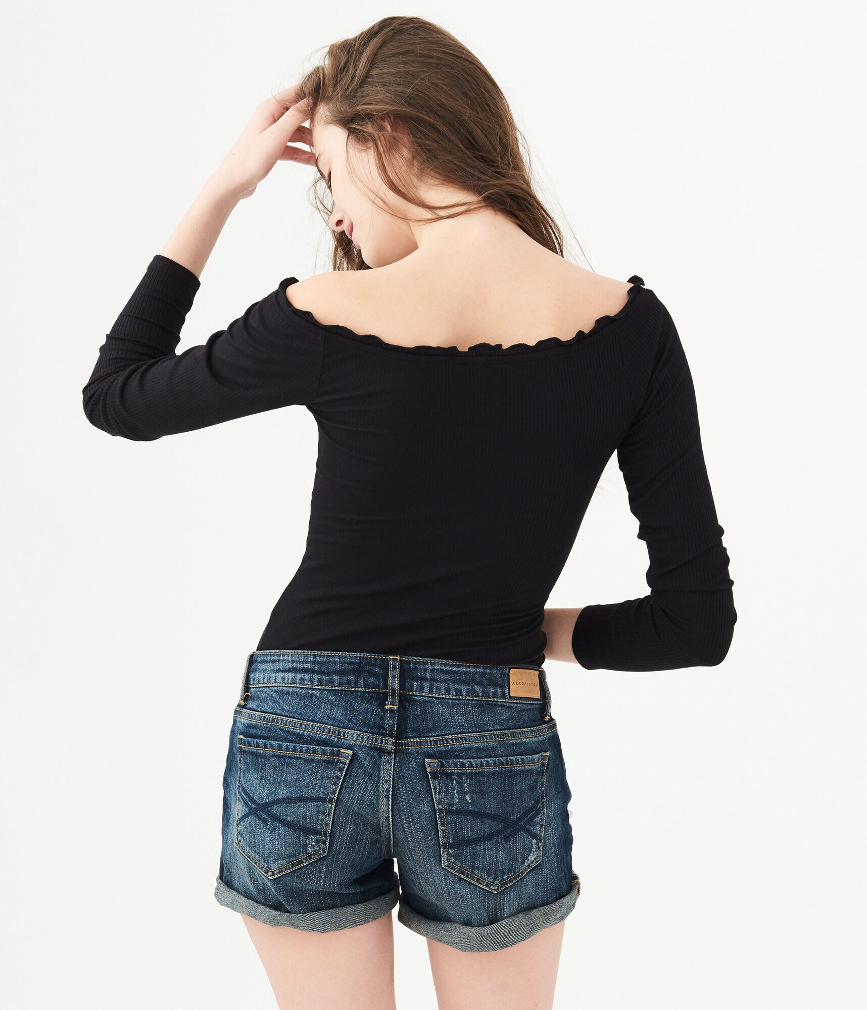 Long Sleeve Solid Ruched Top