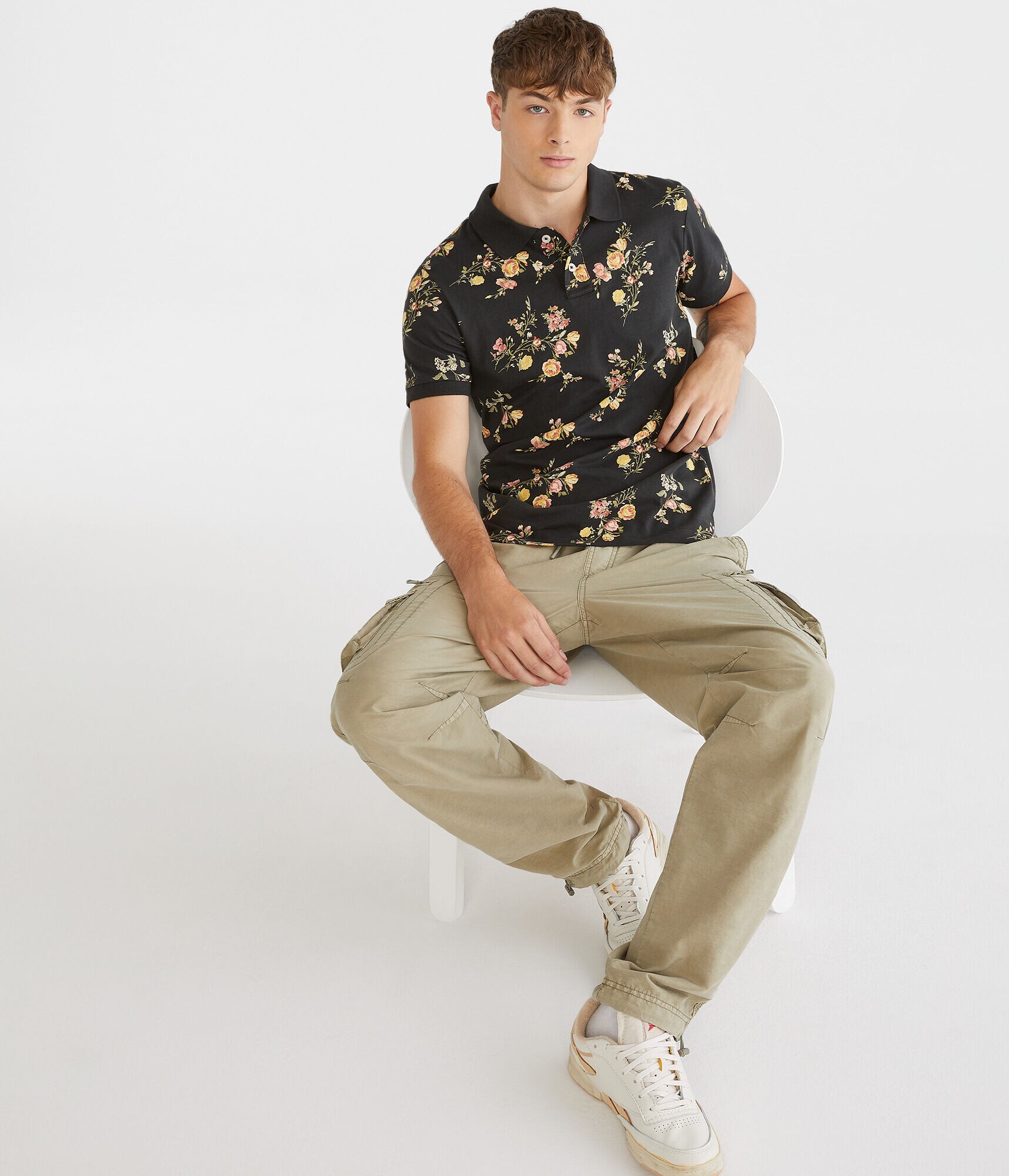 Roses Print Jersey Polo