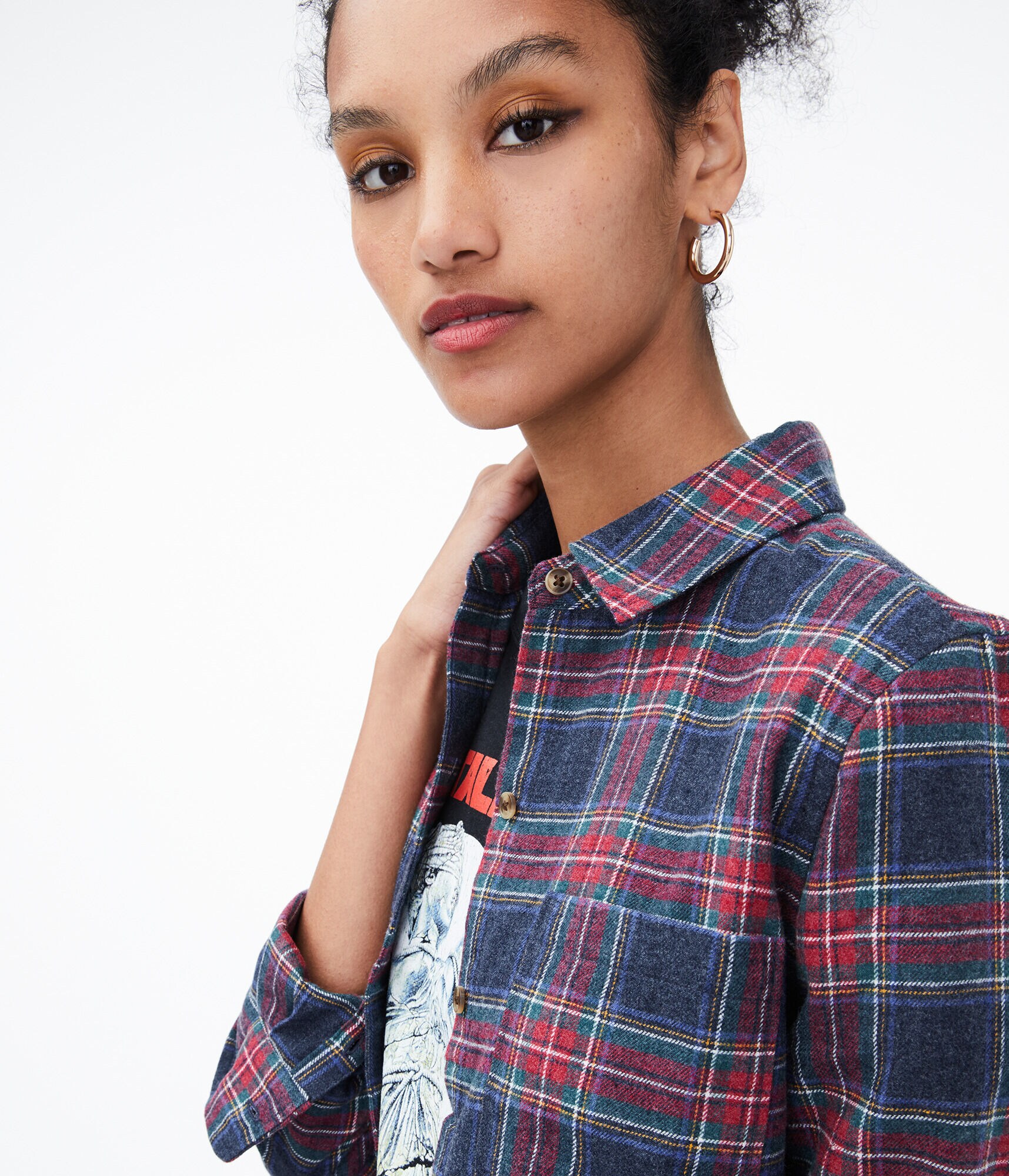 Long Sleeve Plaid Button-Down Shirt