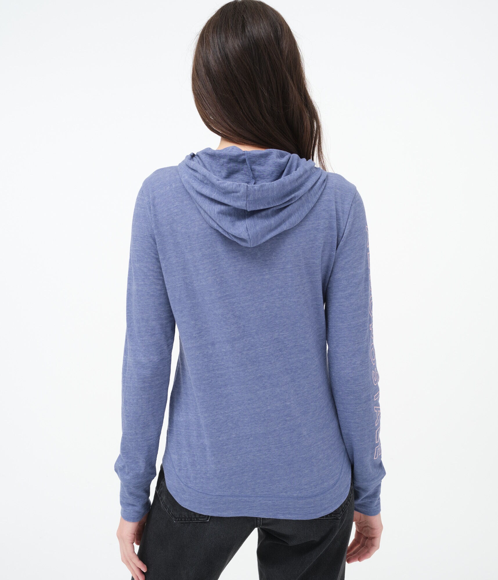 Long Sleeve Aeropostale Letter Logo Hooded Graphic Tee