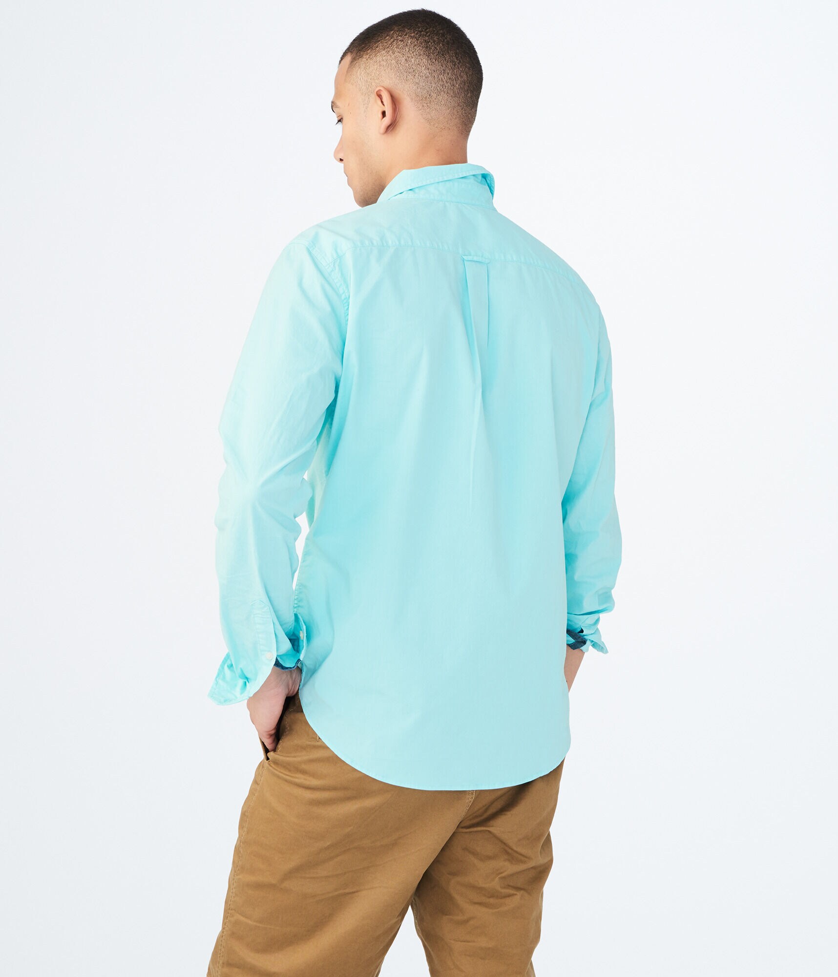 Long Sleeve Solid Stretch Woven Shirt