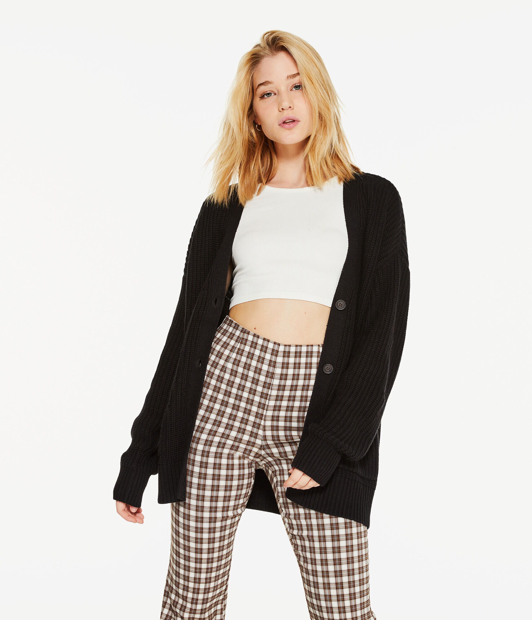 Ribbed Oversized V-Neck Cardigan