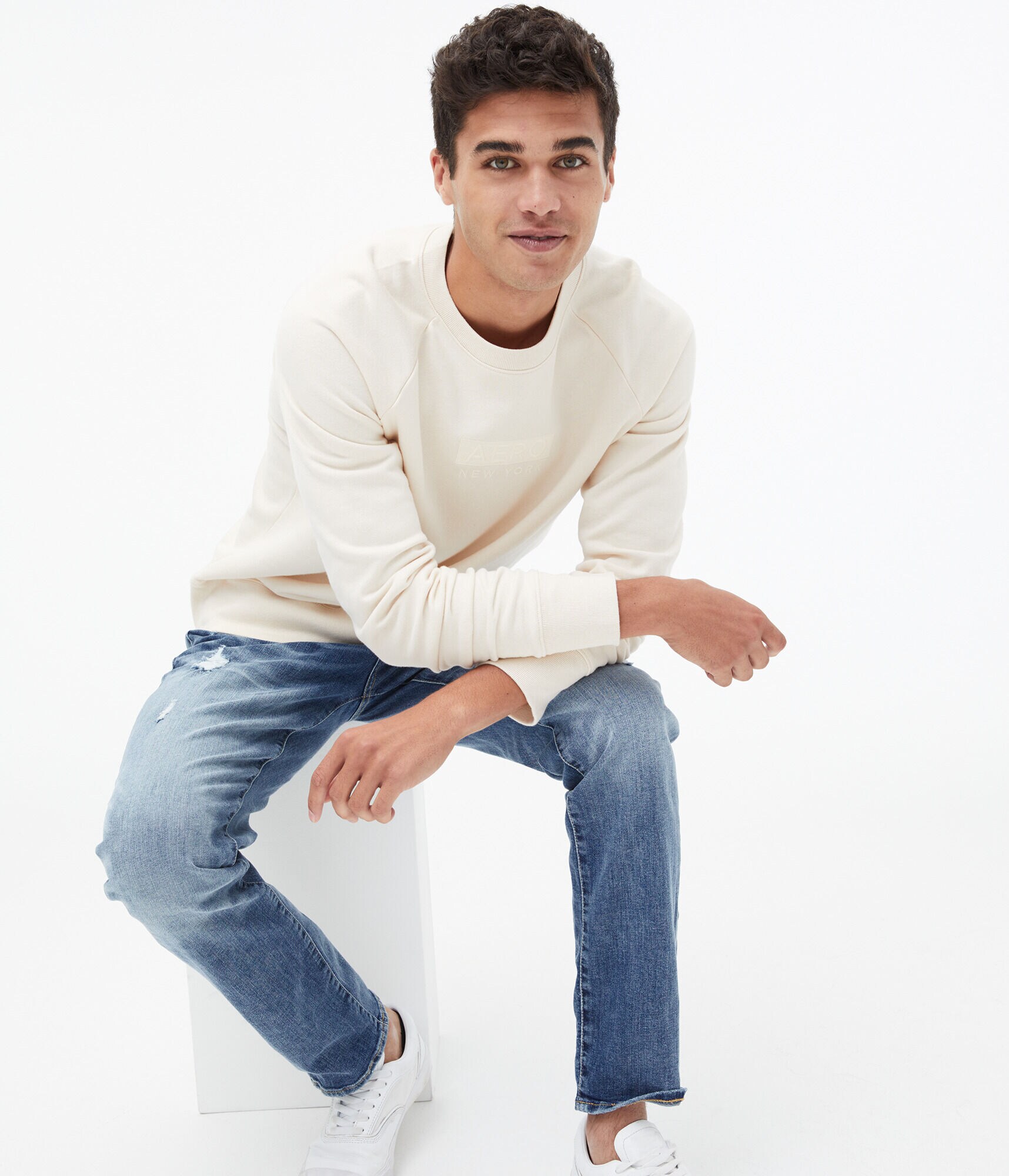 Aero Tonal Box Logo Washed Crew Sweatshirt