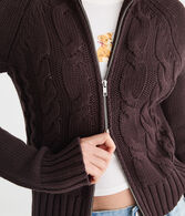 Cable Mock-Neck Full-Zip Cardigan