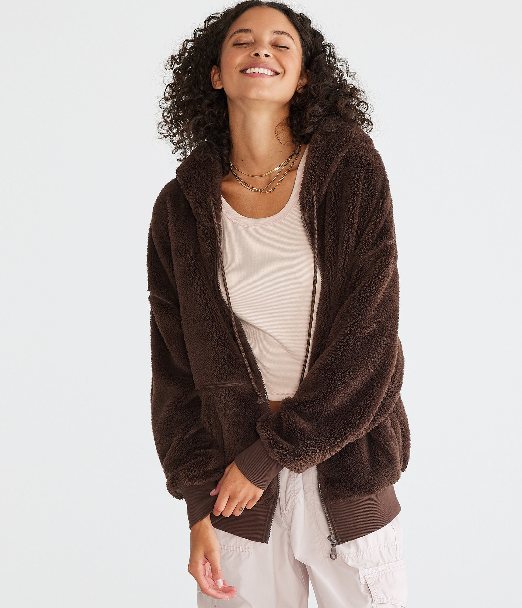 Sherpa Oversized Full-Zip Hoodie