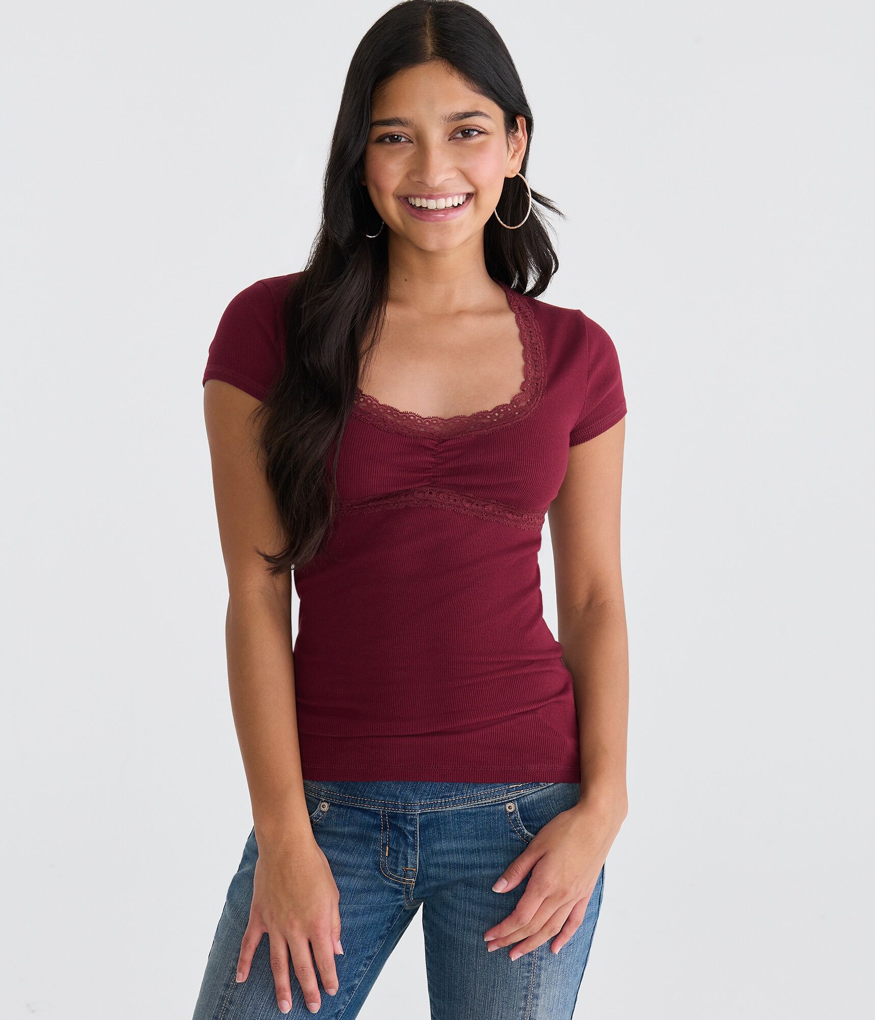 Seriously Soft Lace-Trim Scoop Tee