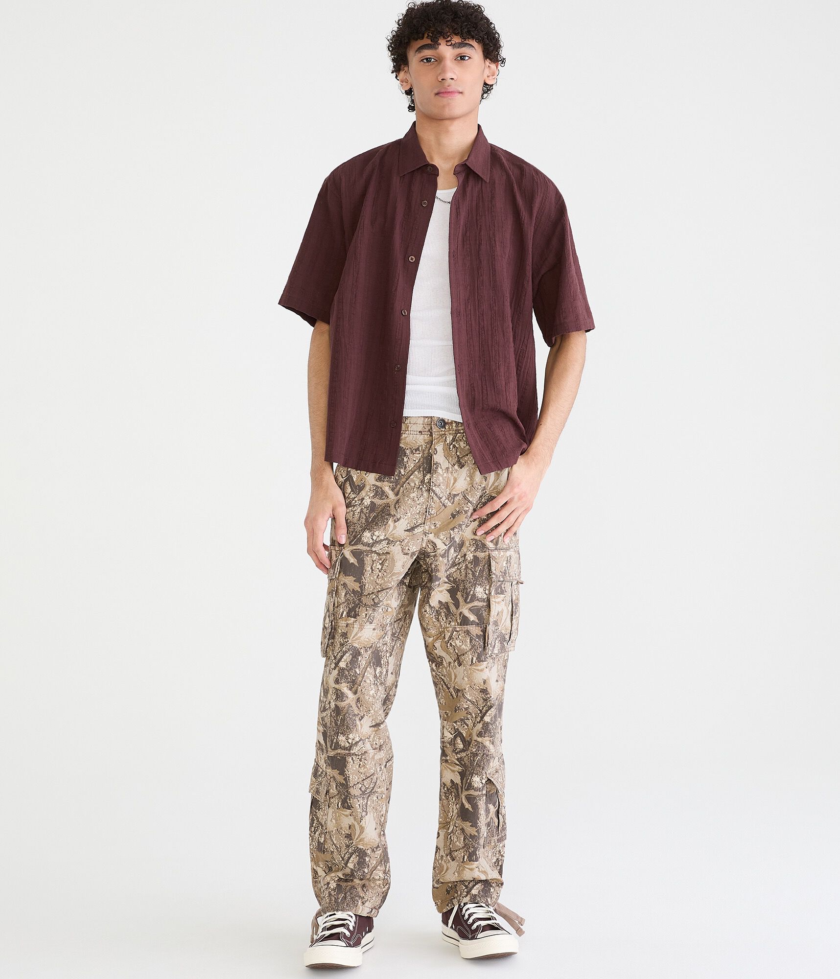 Textured Windowpane Boxy Shirt