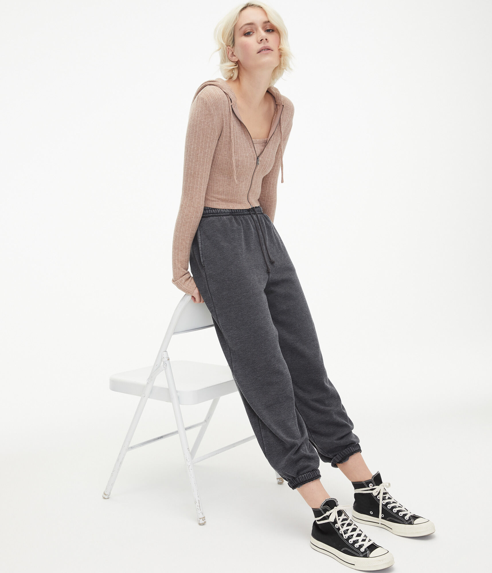 Baggy High-Rise Cinched Sweatpants