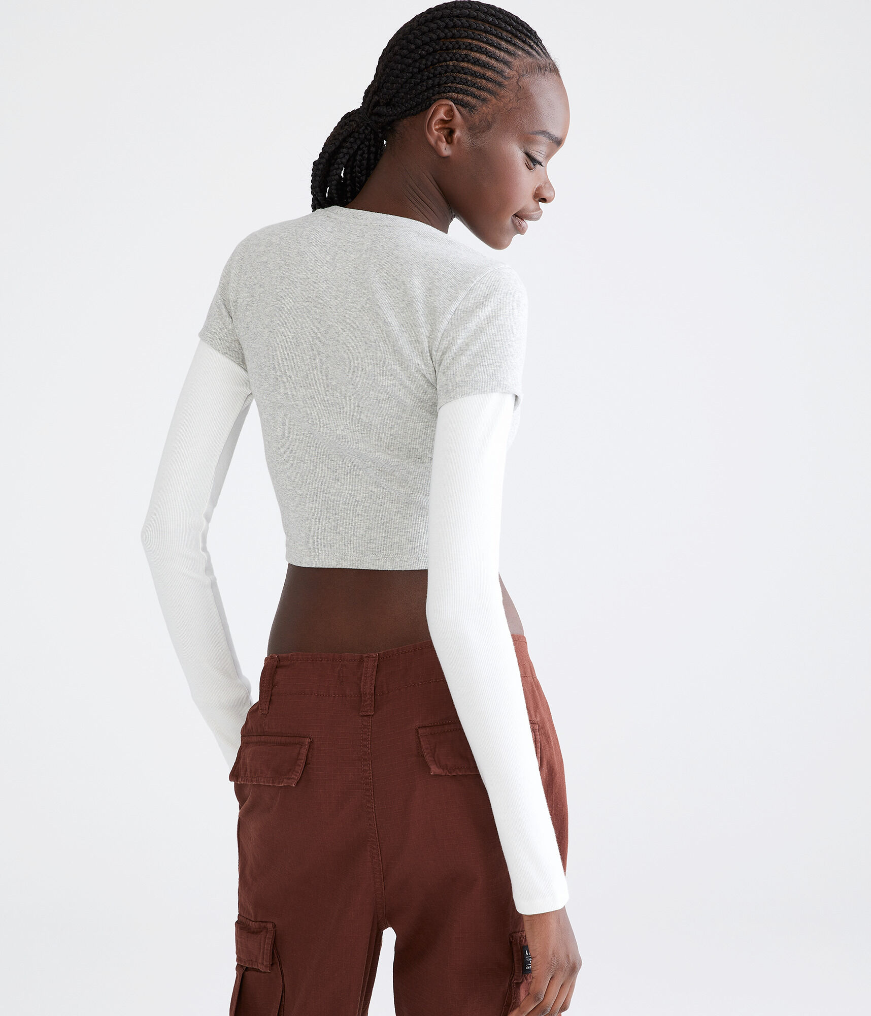 Long Sleeve Seriously Soft Los Angeles Cropped Graphic 2Fer Tee