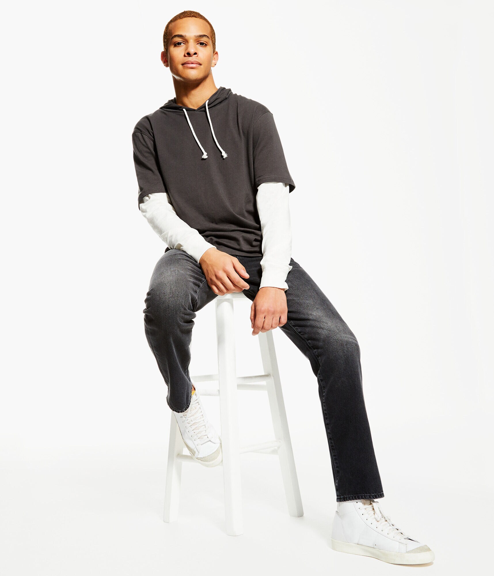 Long Sleeve Hooded Layered Tee