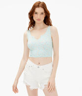Floral Seamless Notch-Neck Cropped Tank