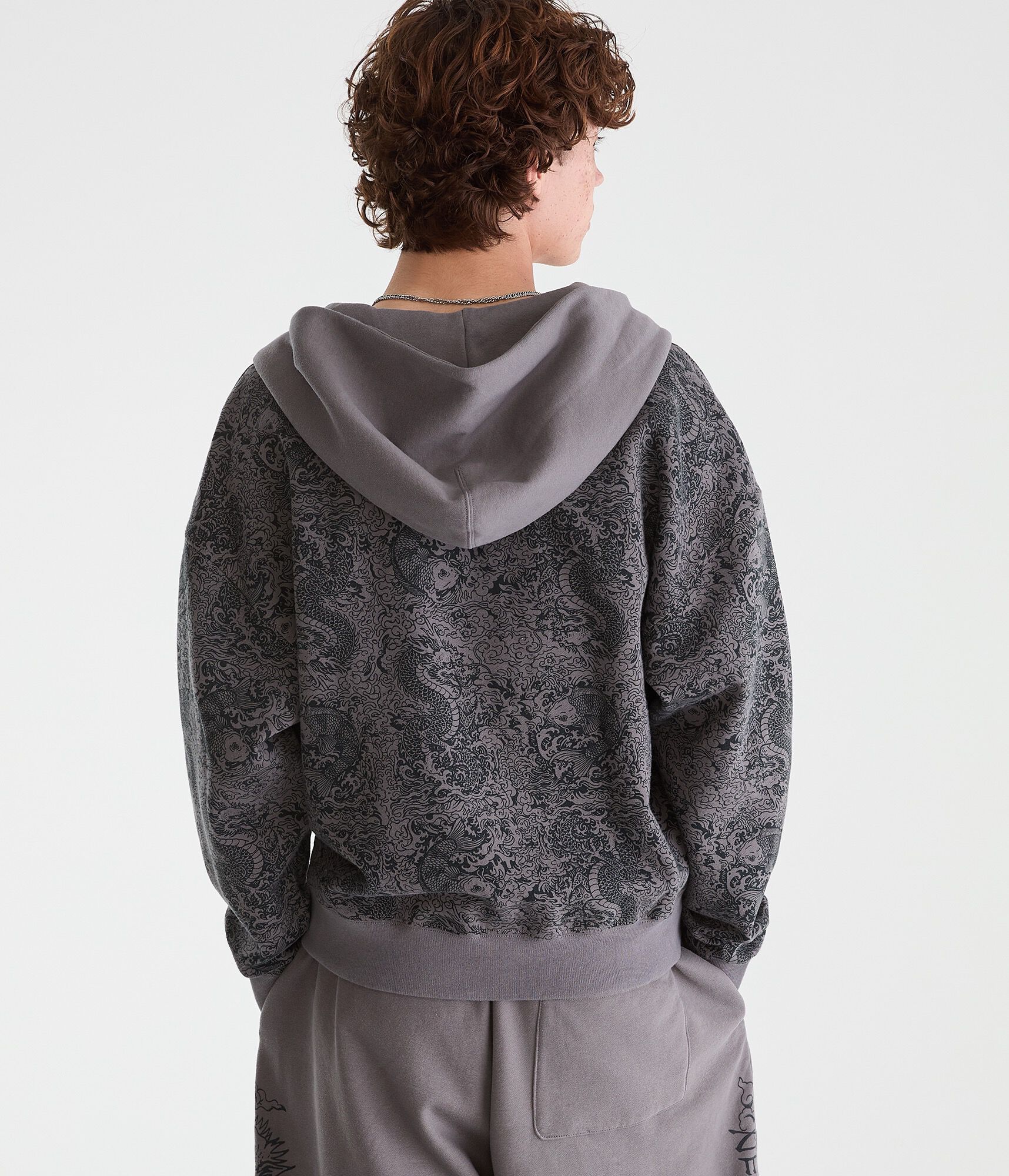 Cloud Soft Dragon &amp; Koi Boxy Full-Zip Hoodie