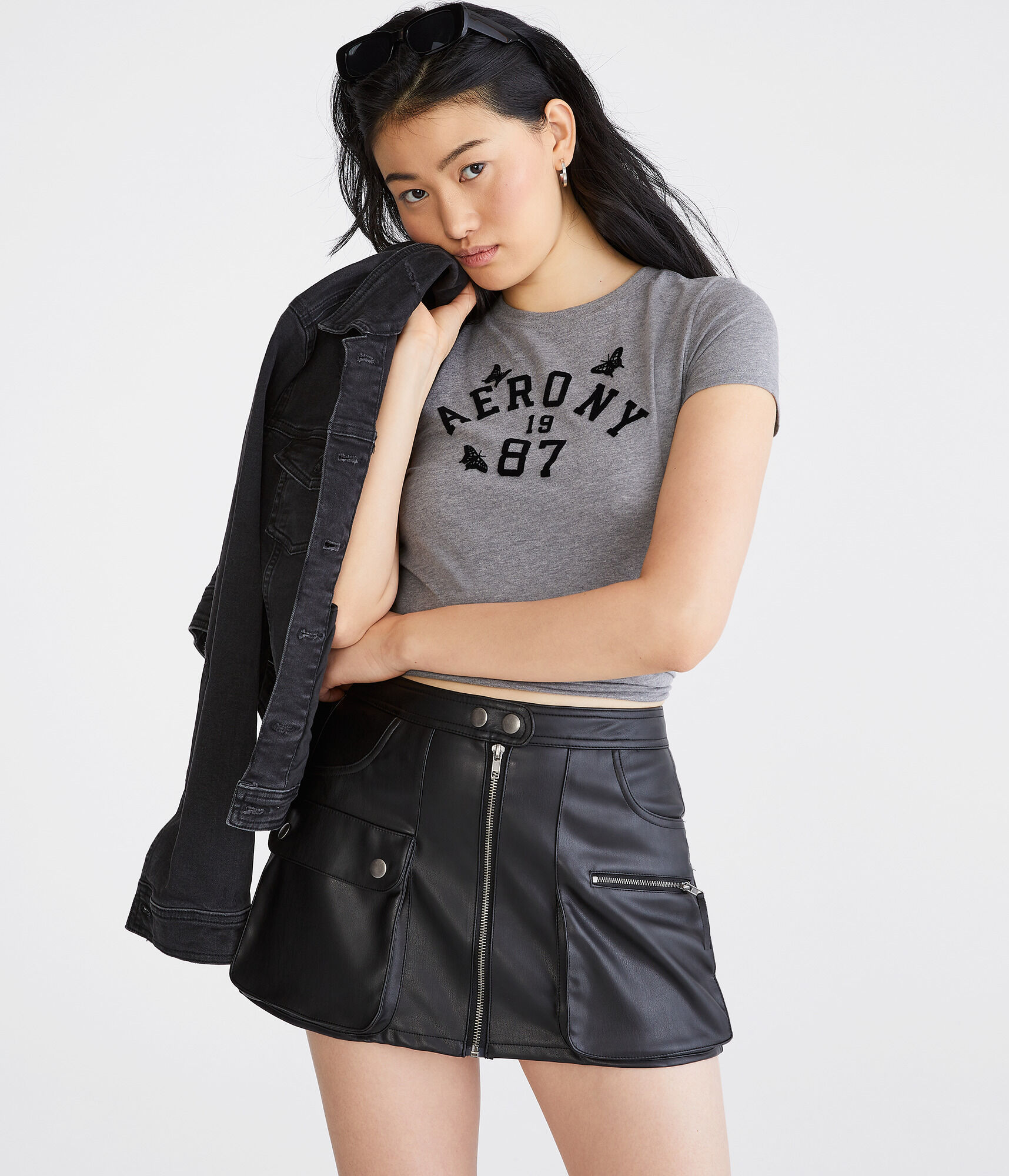 Aero NY Butterfly Flocked Graphic Tee