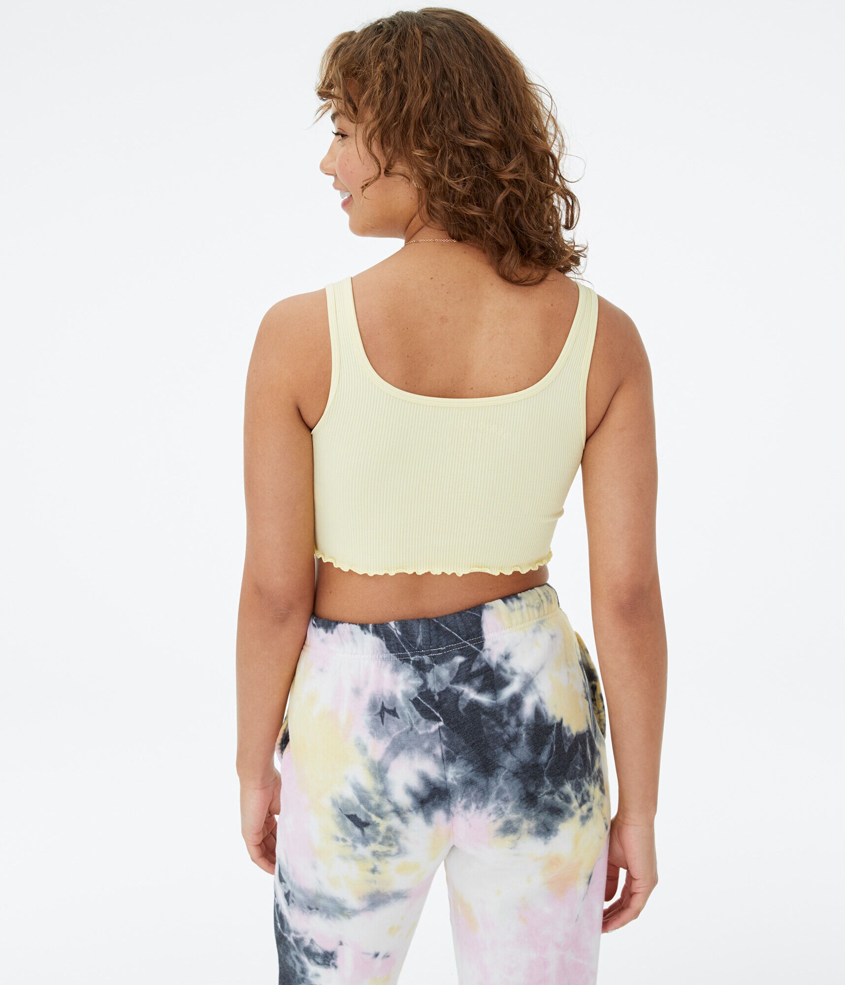 Acid Wash Seamless Cropped Scoop-Neck Tank