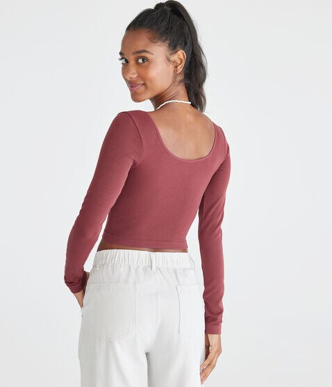 Long Sleeve Seamless Wear 3 Ways Crop Top