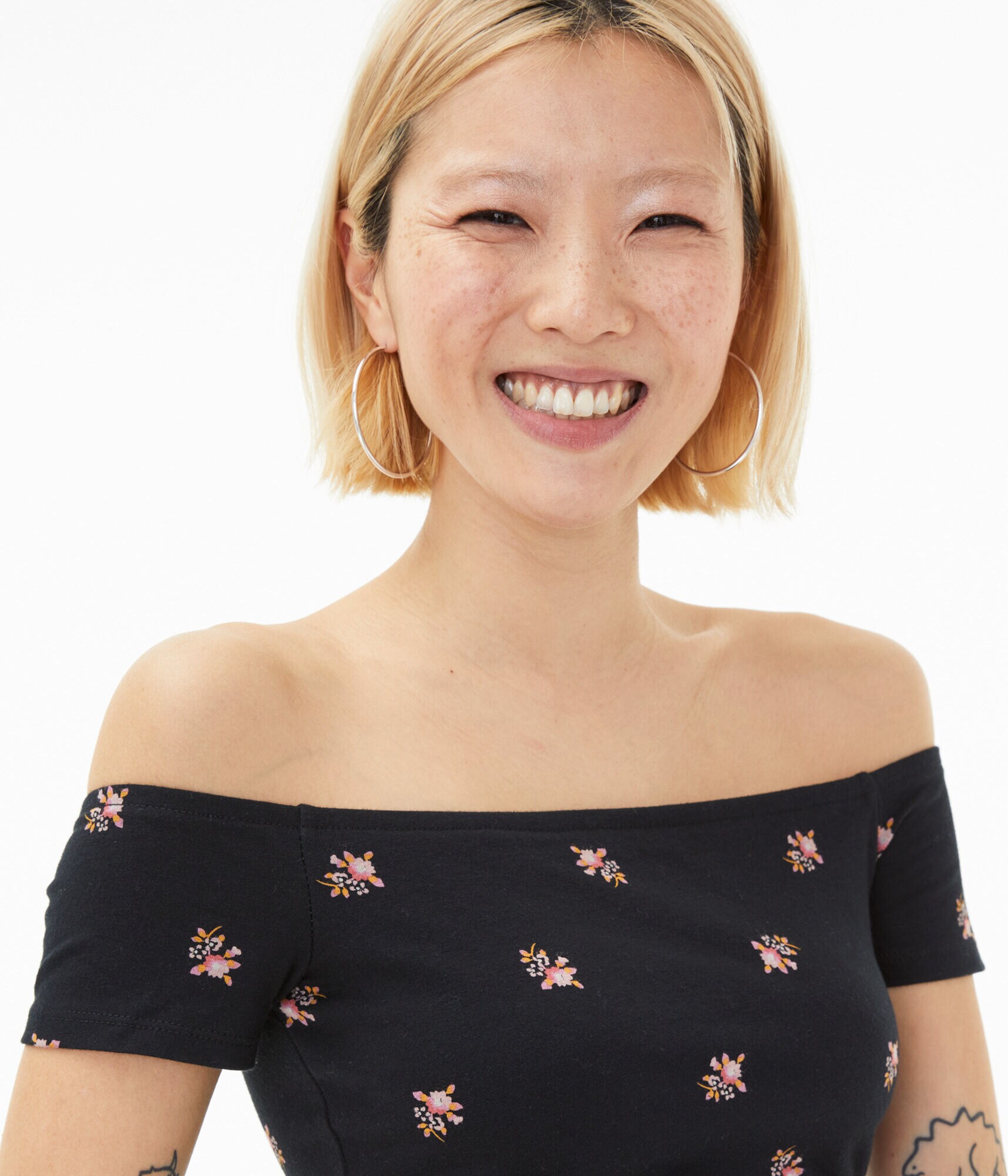 Seriously Soft Floral Off-The-Shoulder Crop Top***