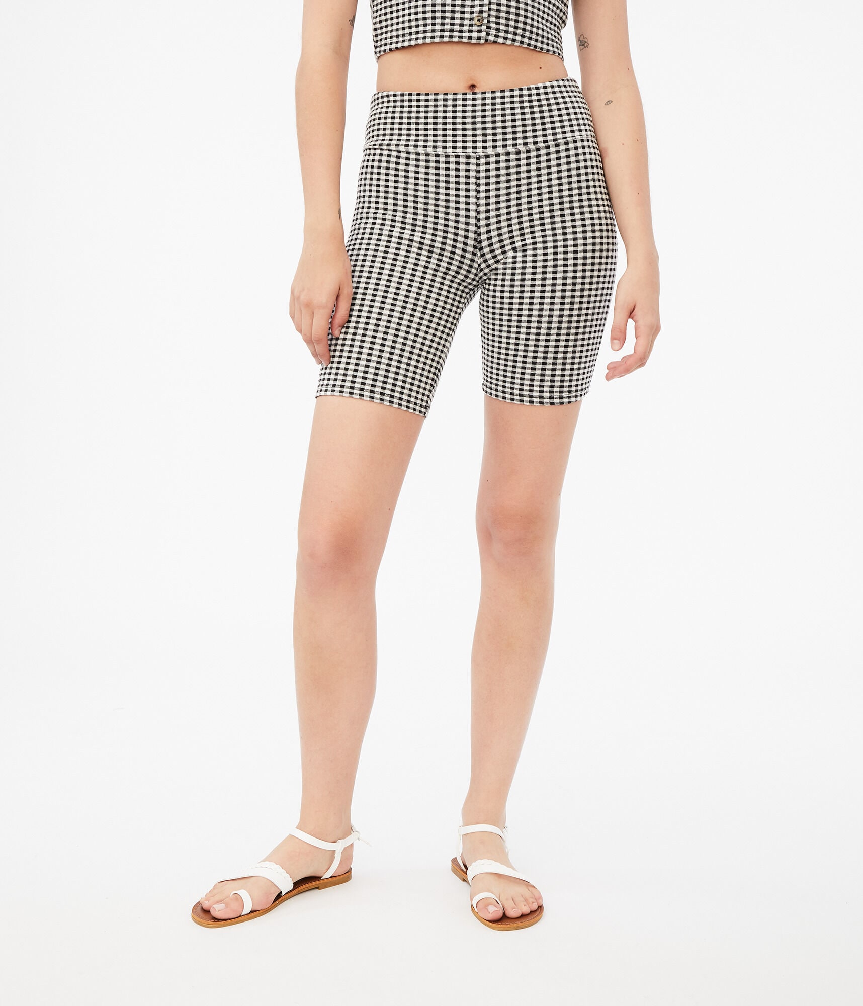 Gingham High-Rise Bike Shorts
