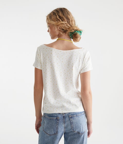 Seriously Soft Floral Off-The-Shoulder Vintage Fit Graphic Tee Seriously Soft Floral Off-The-Shoulder Vintage Fit Graphic Tee