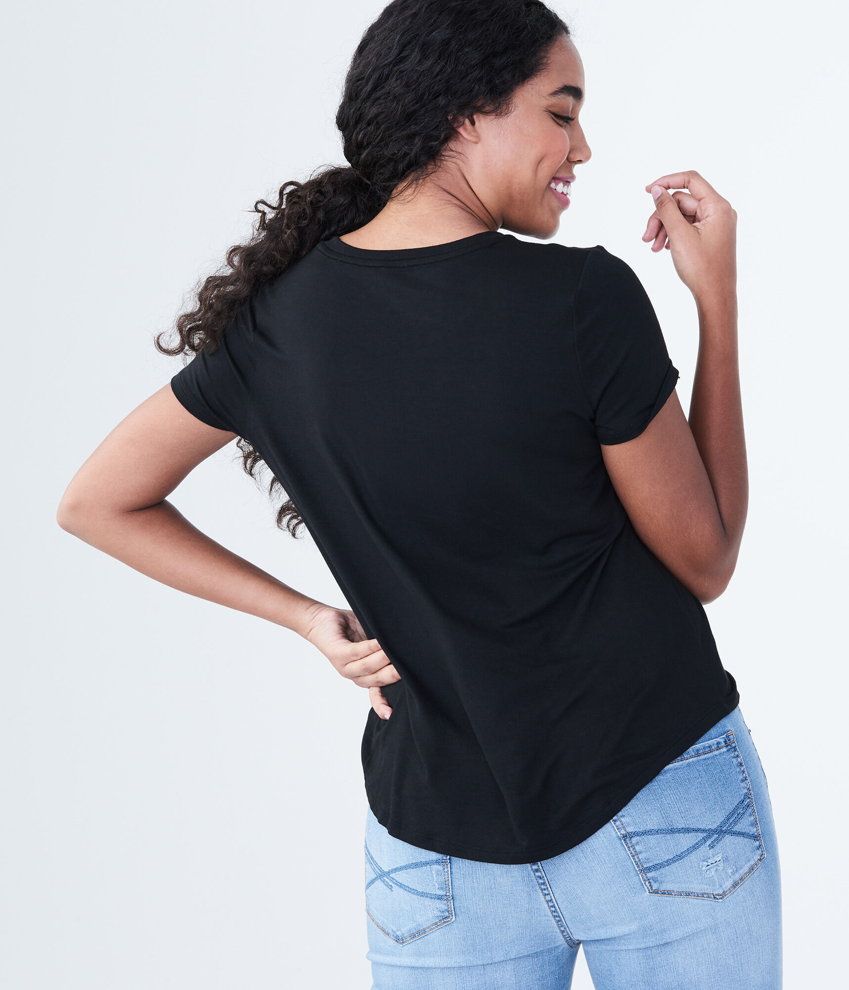 Seriously Soft Solid Pocket Crew Tee