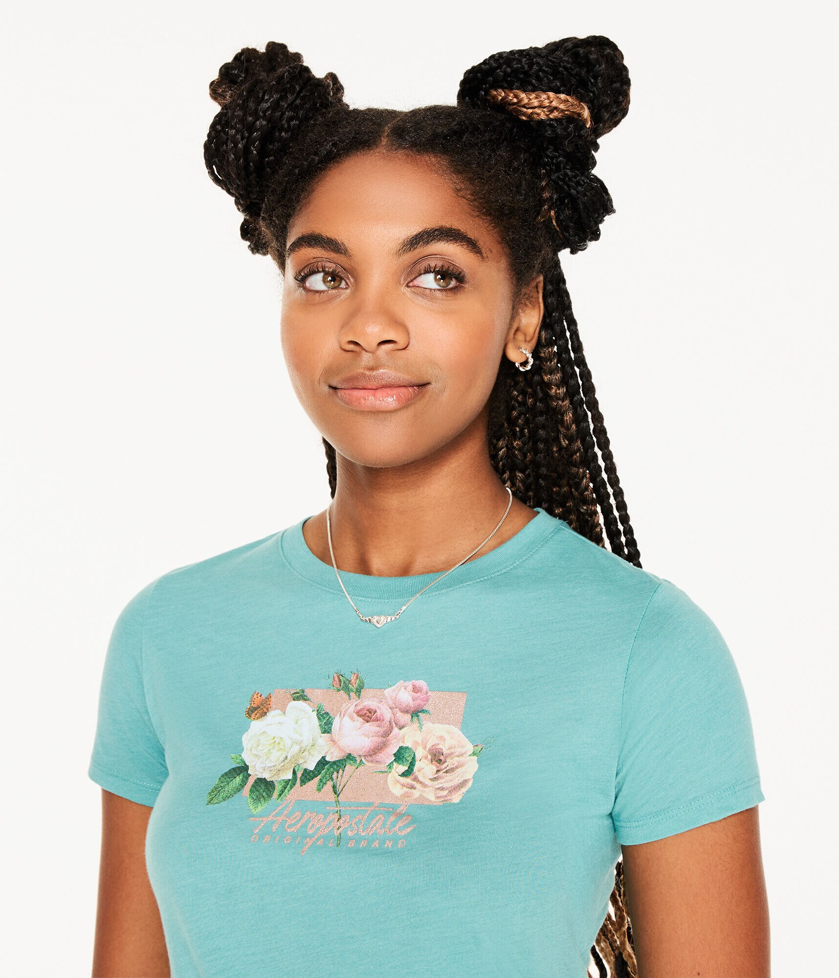 Aeropostale Floral Bouquet Foil Graphic Tee