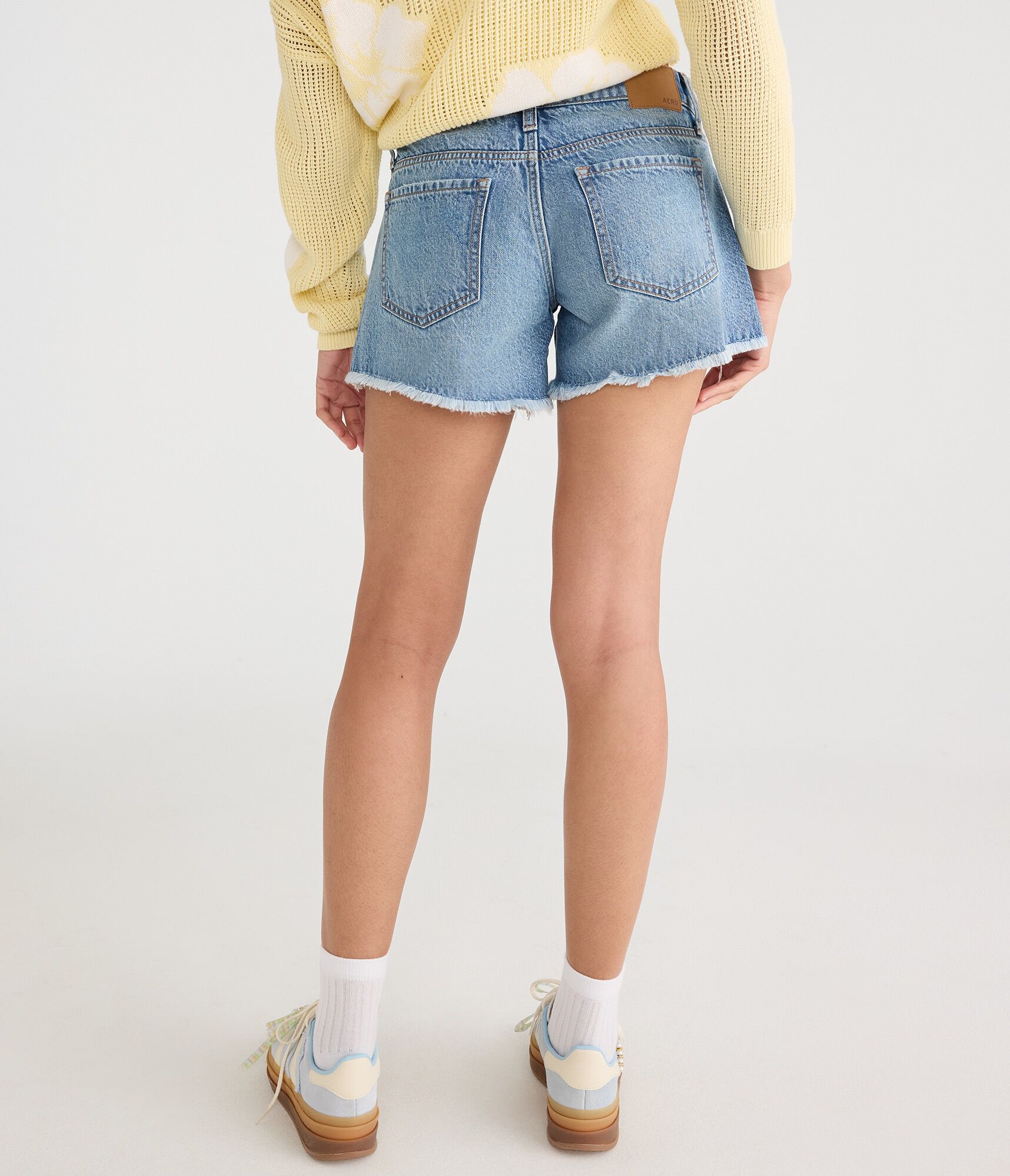 Low-Rise Baggy 4" Denim Shorts
