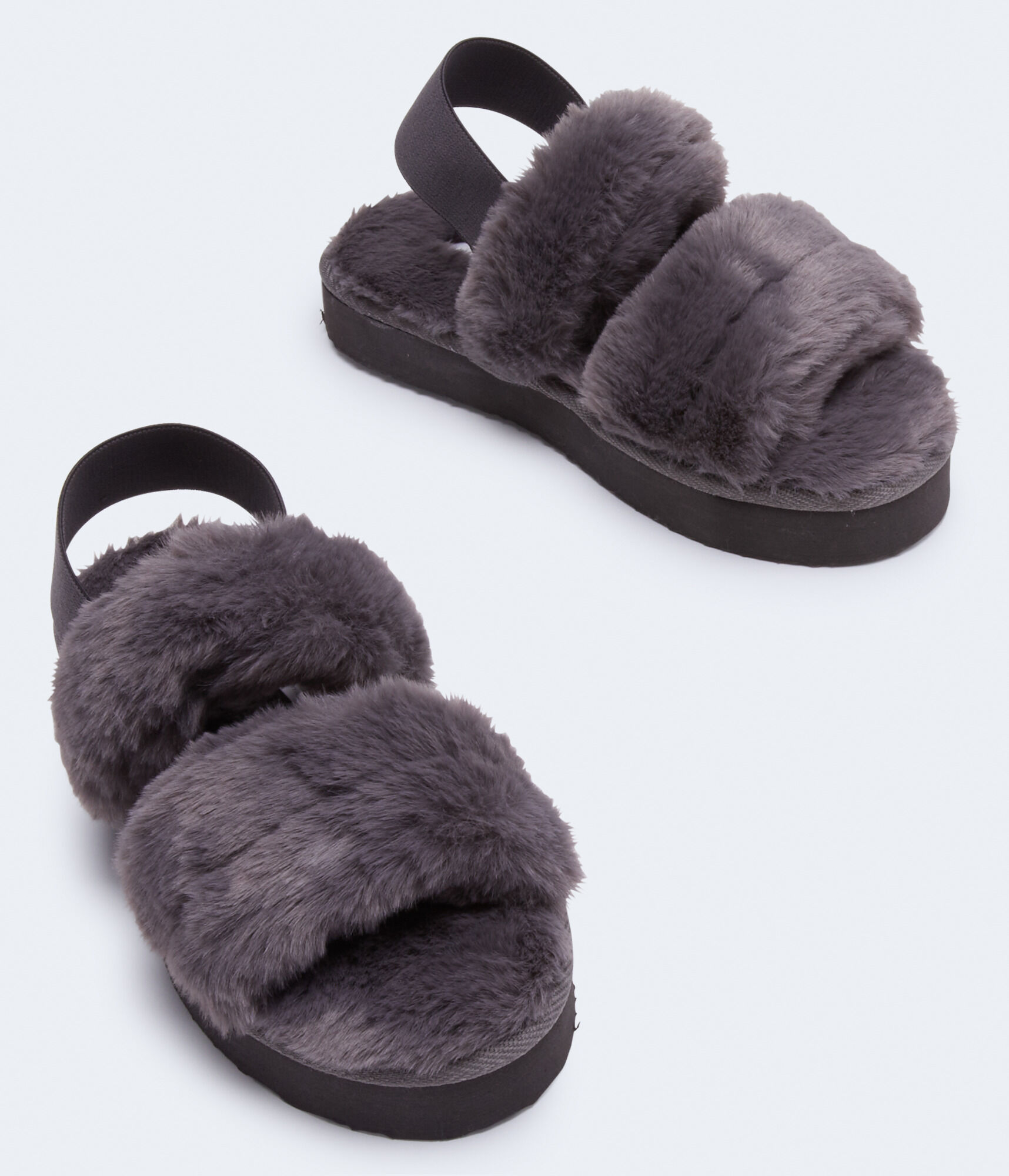 Faux Fur Platform Slide
