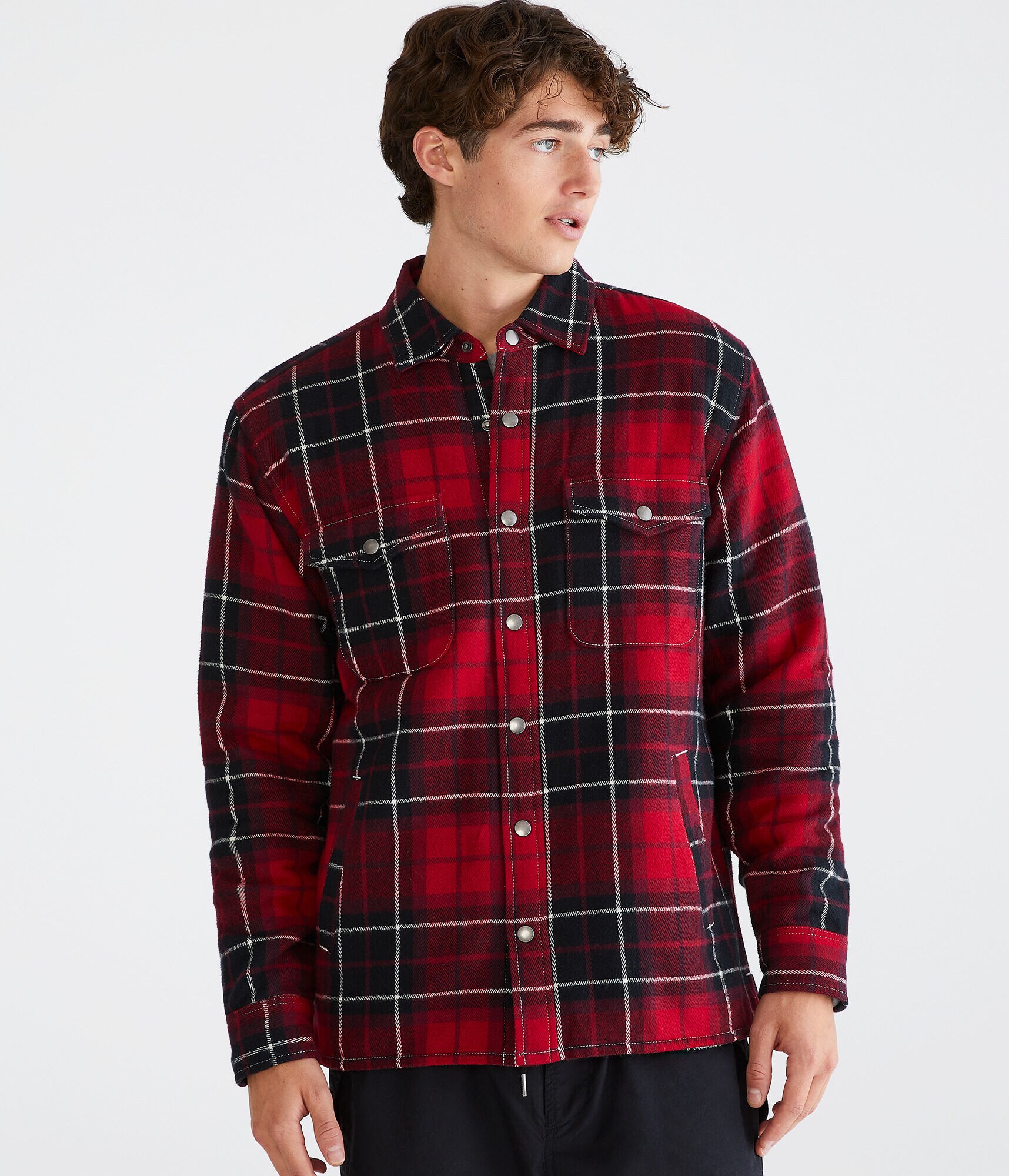 Plaid Flannel Sherpa-Lined Shacket