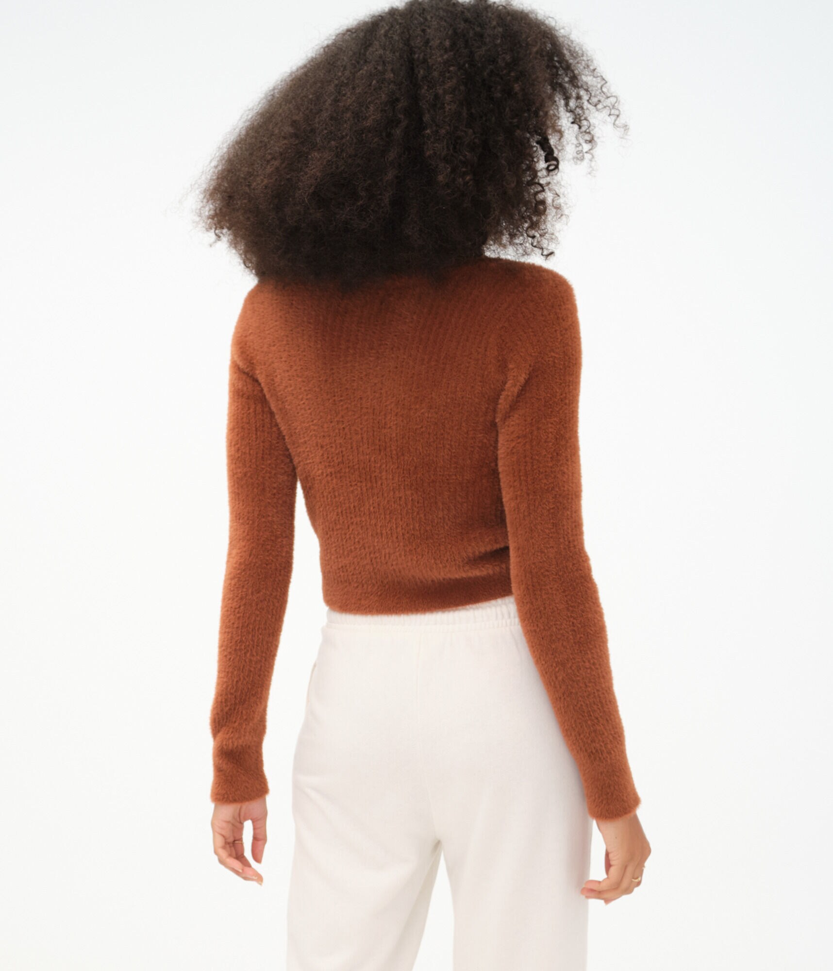 Fuzzy Ribbed Cropped Cardigan