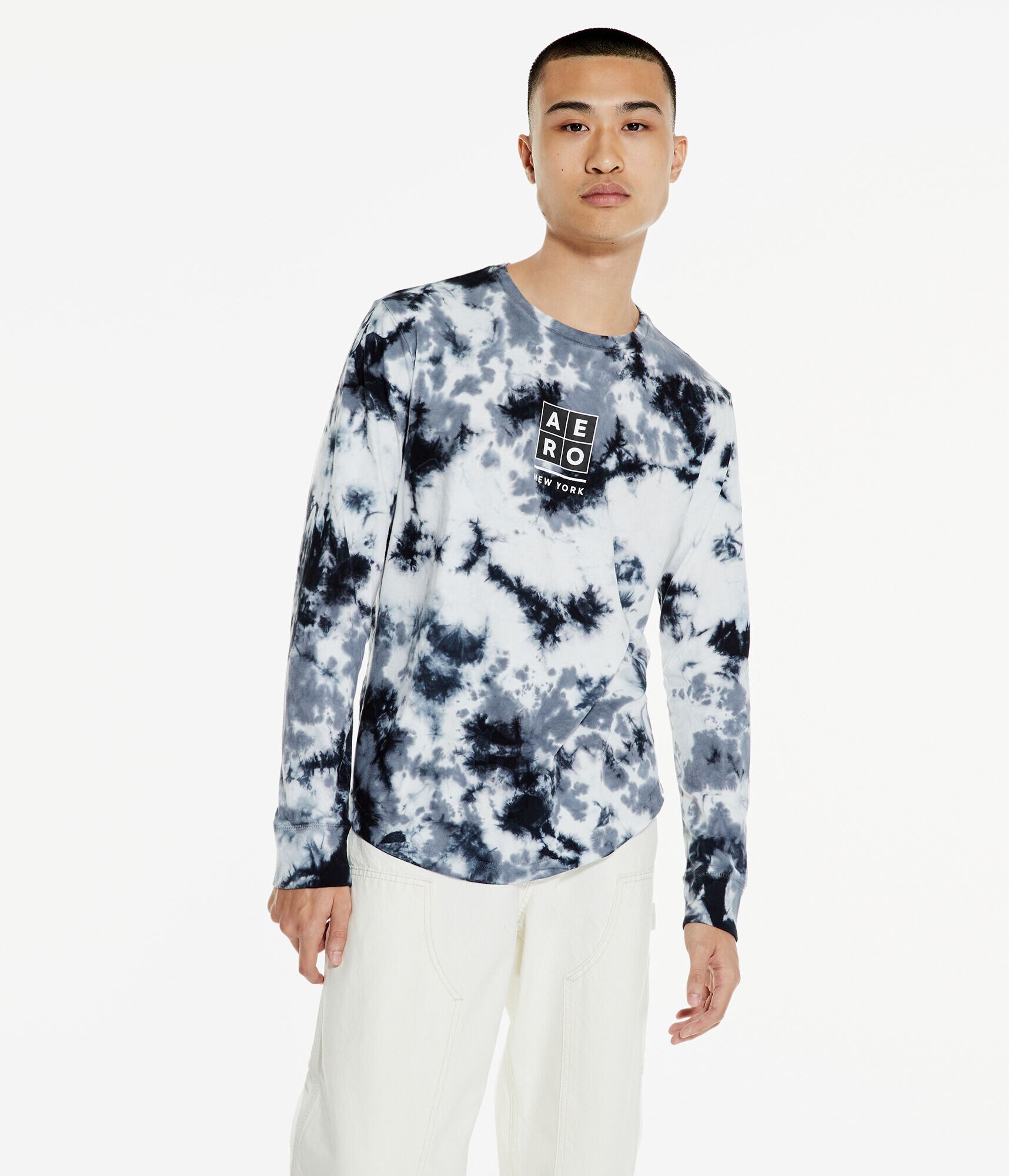 Long Sleeve Aero Box Logo Tie-Dye Graphic Tee