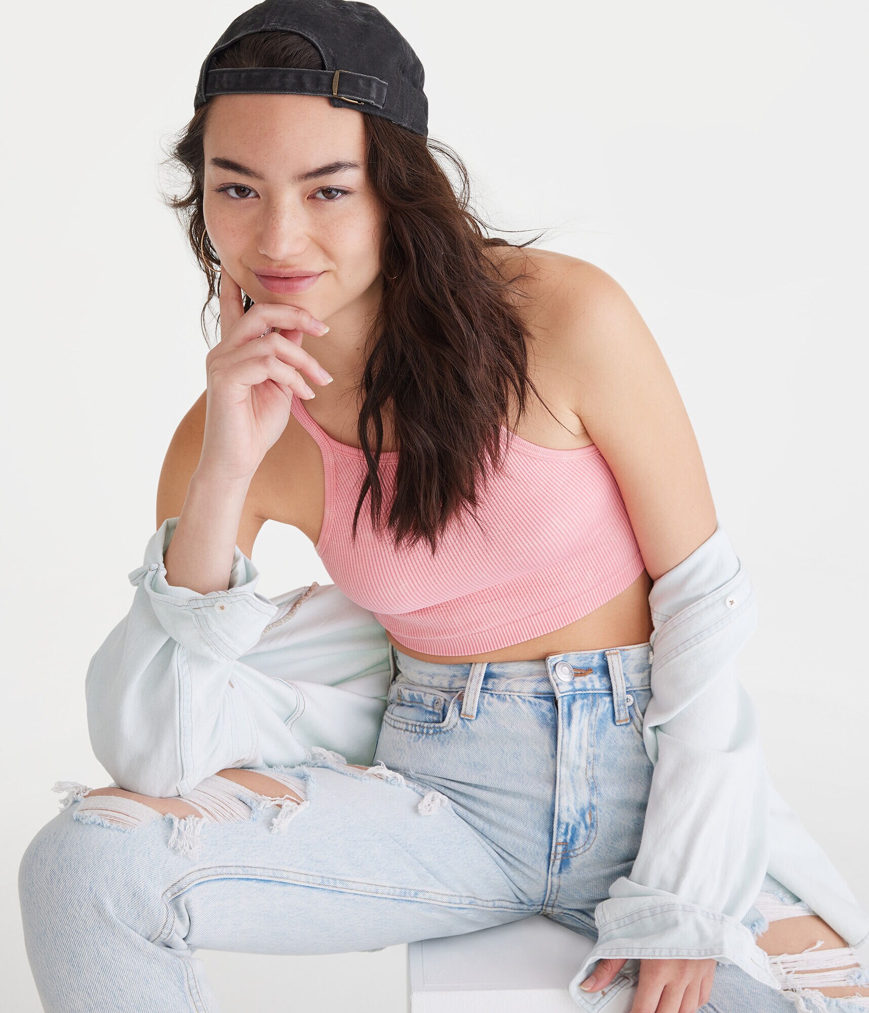 Seriously Soft Acid Wash High-Neck Cropped Cami