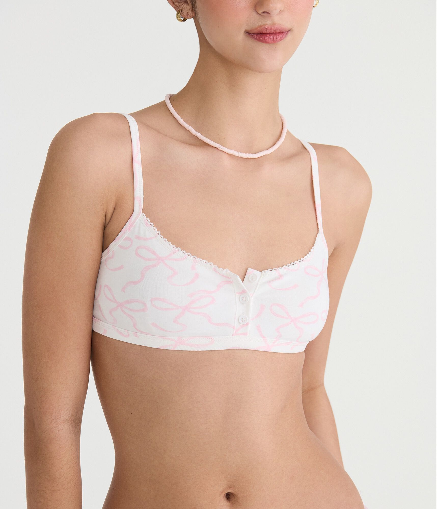 Bows Cotton Henley Bralette