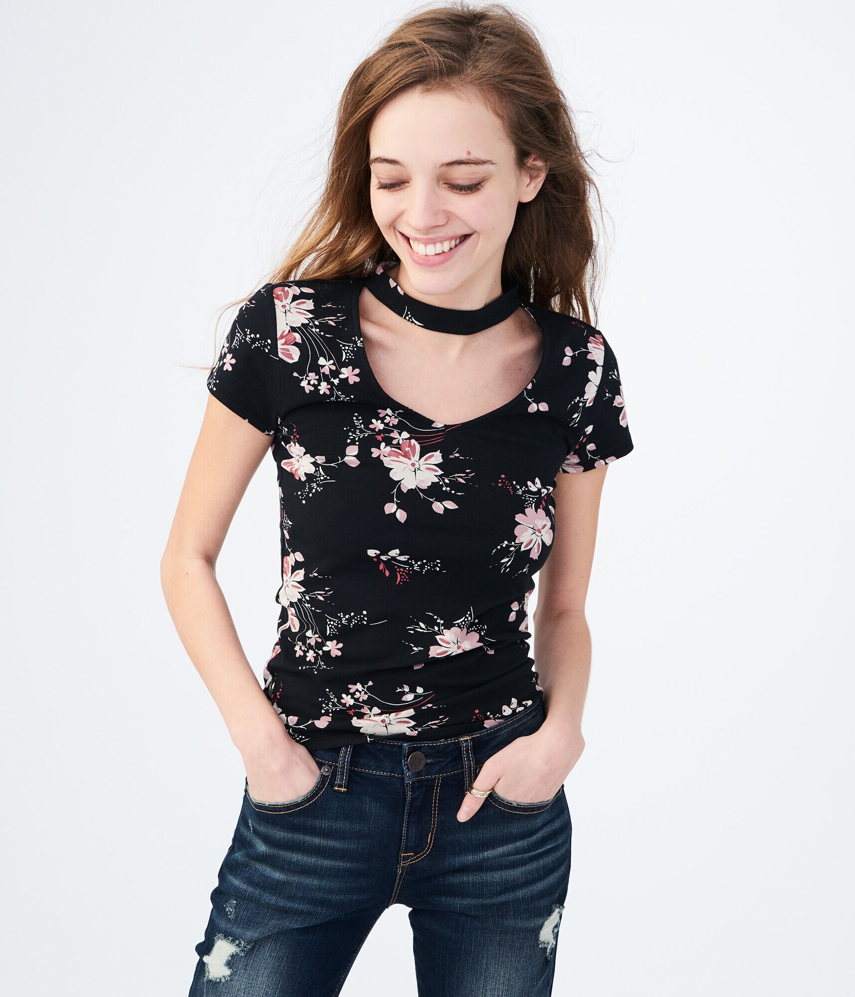 Floral Choker Bodycon Top