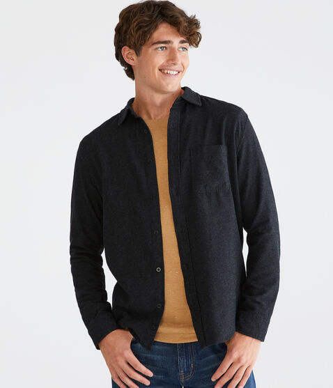 Long Sleeve Solid Flannel Shirt Long Sleeve Solid Flannel Shirt