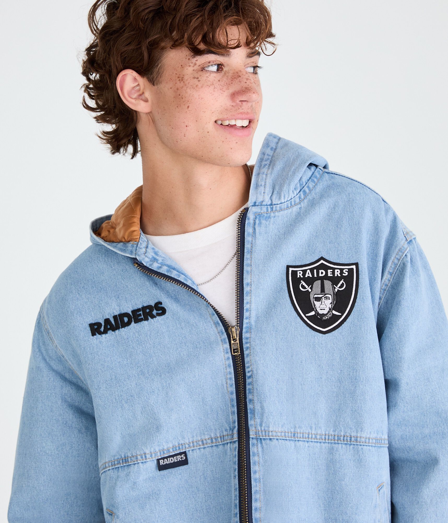 Las Vegas Raiders Full-Zip Hooded Denim Jacket