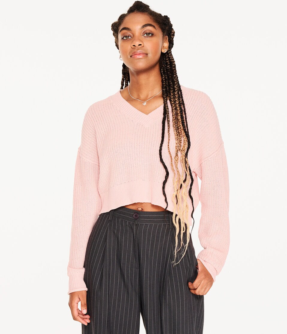 Ribbed V-Neck Sweater