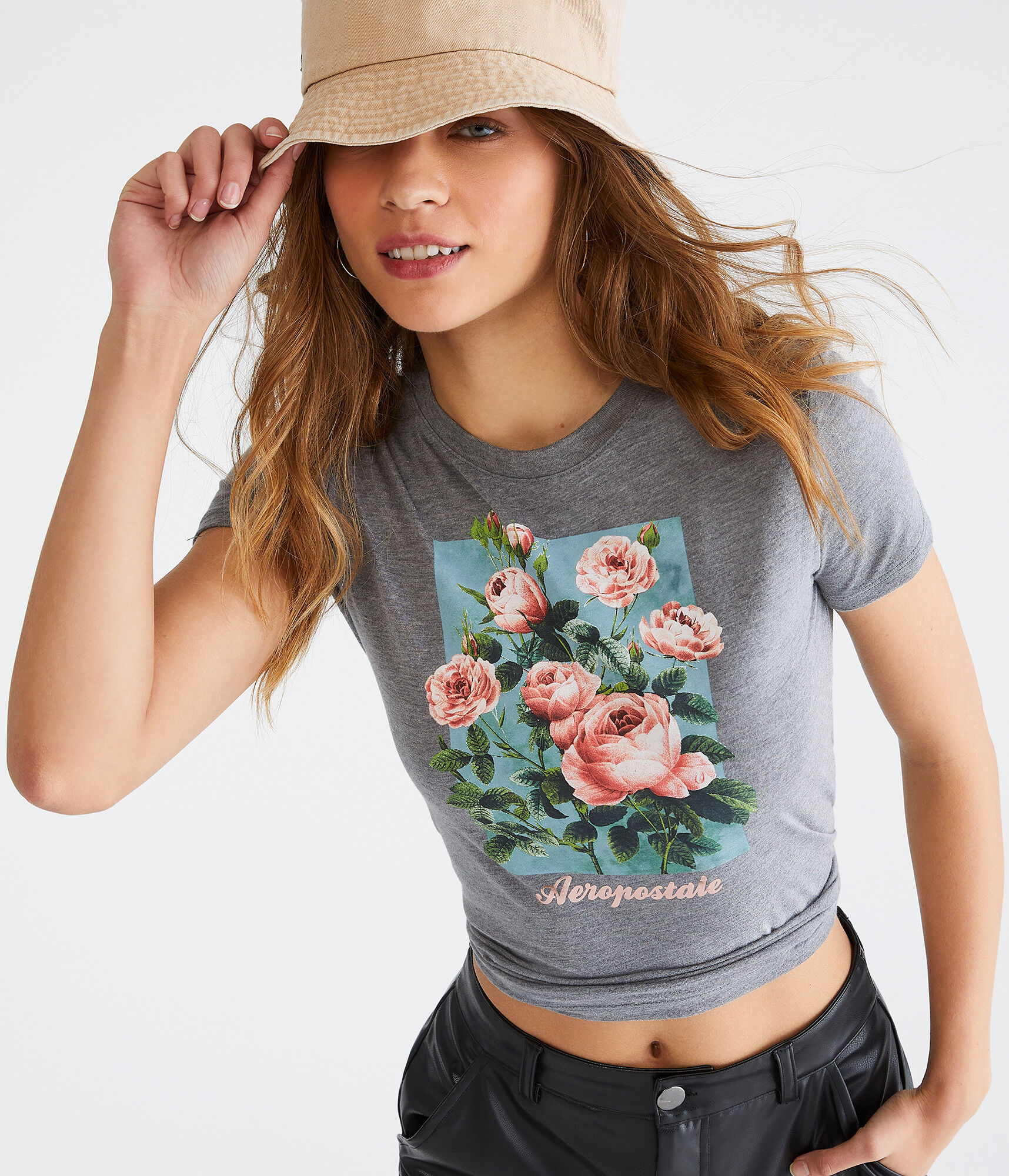 Aeropostale Roses Foil Graphic Tee