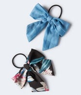 Tropical & Denim Bow Hair Tie 2-Pack