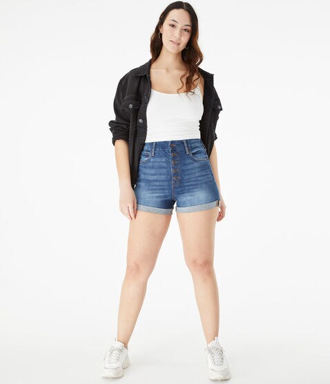 Premium Seriously Stretchy Super High-Rise Curvy Denim Midi Shorts