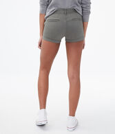 High-Rise Twill Midi Shorts