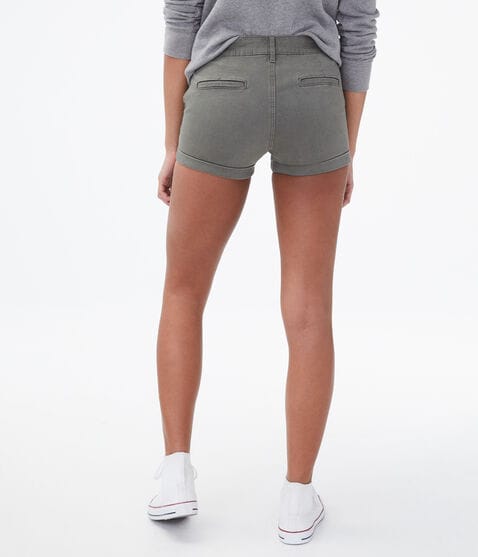 High-Rise Twill Midi Shorts
