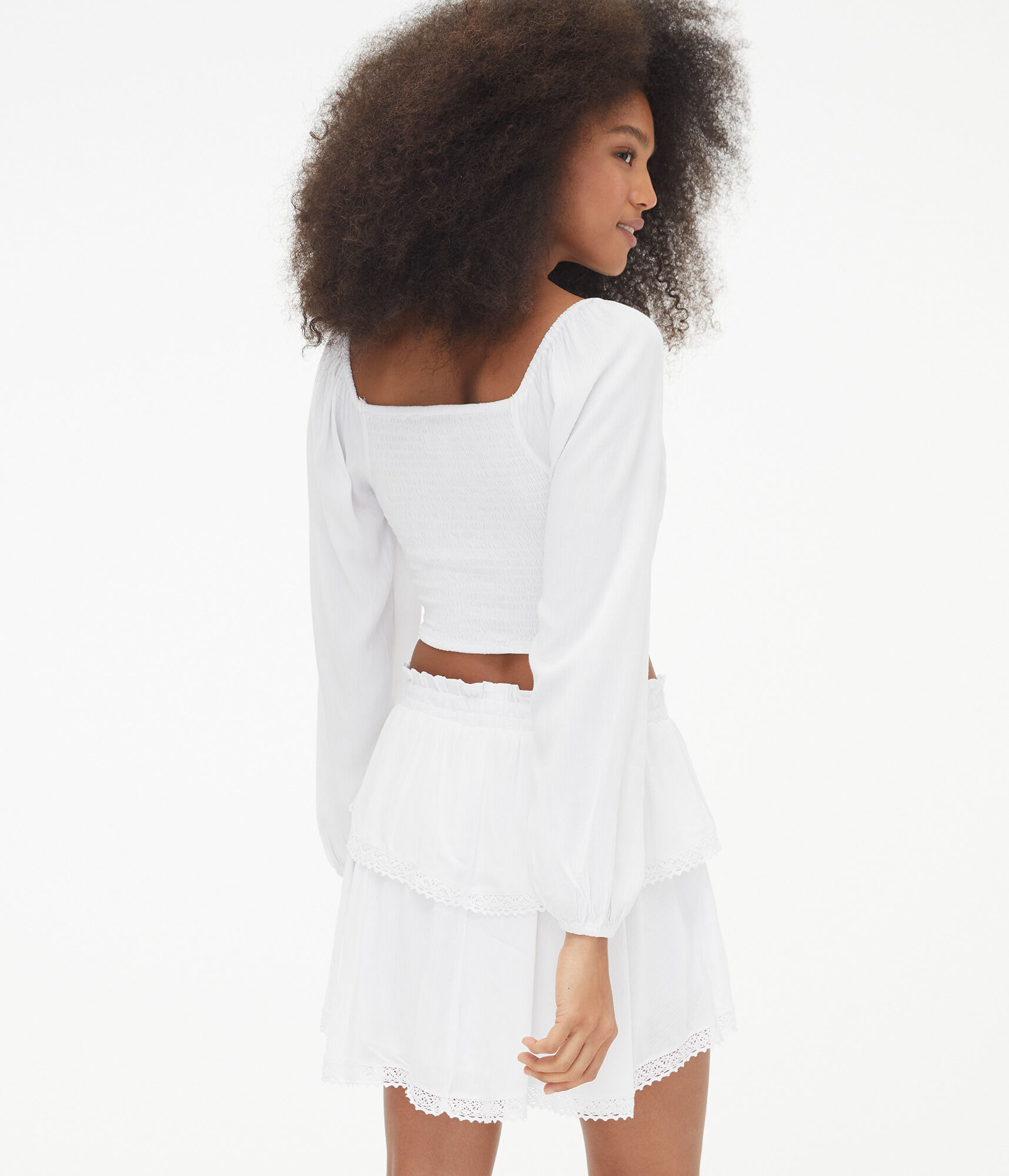 Long Sleeve Boho Cinch-Front Crop Top