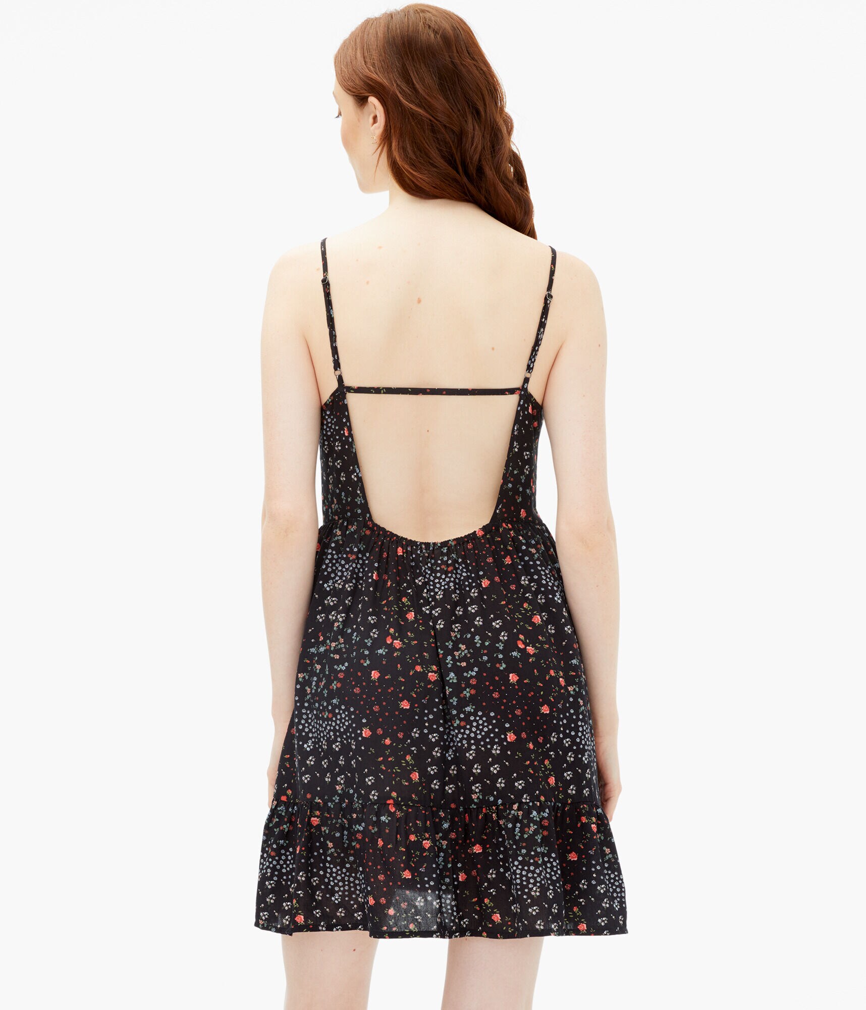 Floral Scoop-Neck Open-Back Slip Dress