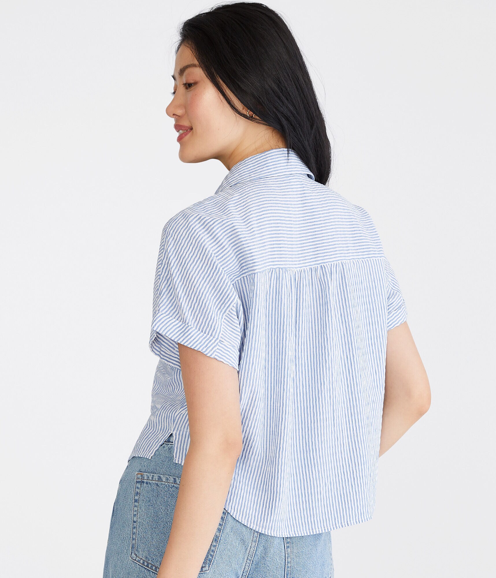 Vertical Stripe Camp Shirt